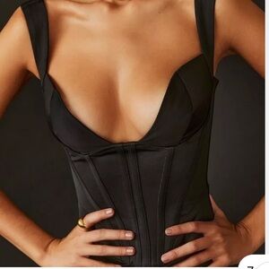 HOUSE OF CB Liberty top black satin corset